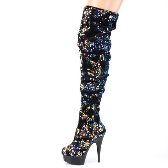 Over the Knee Sequins Thigh High Heel Boots - Picture 1 of 5